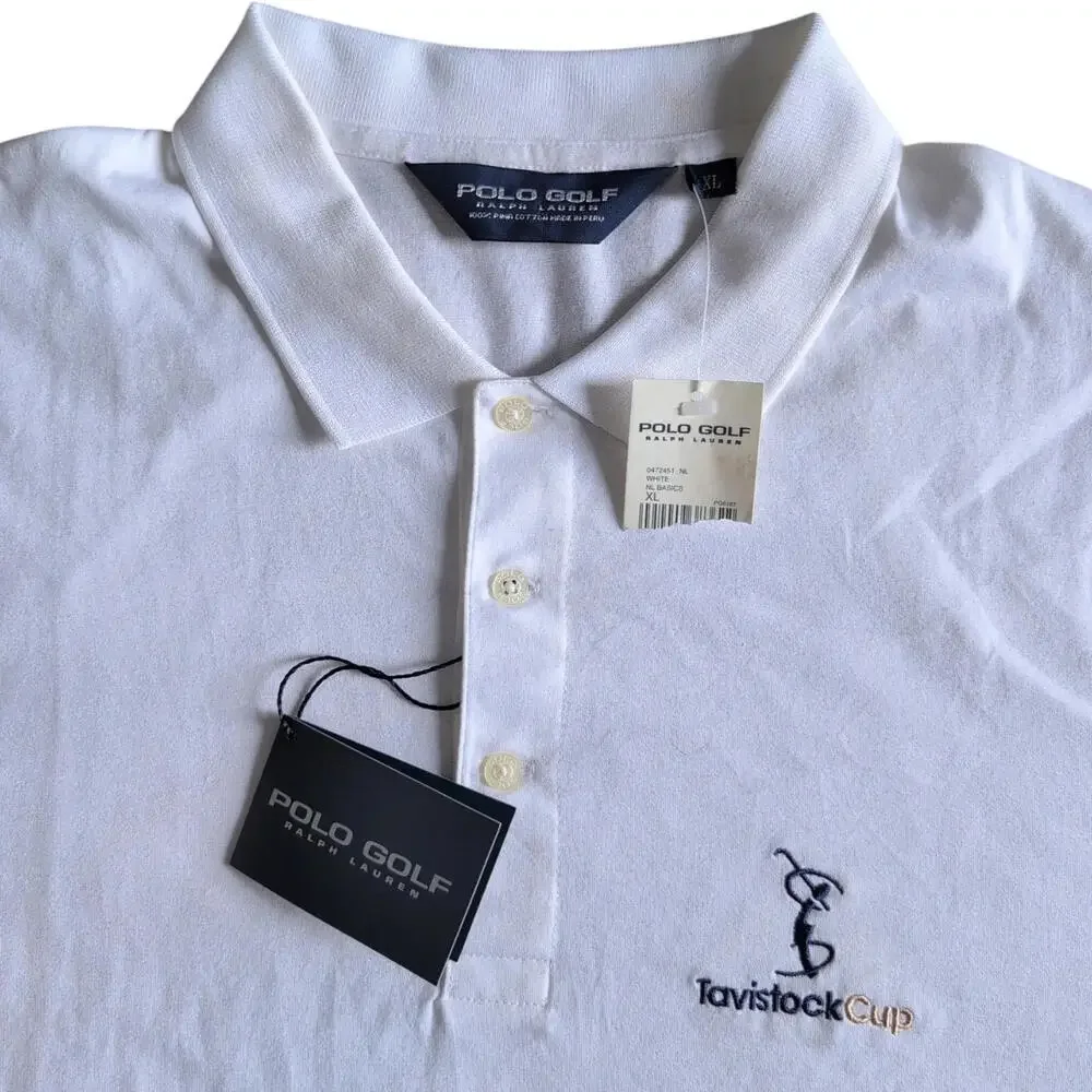 Polo Ralph Lauren Polo Shirt Mens XL White Tavistock Cup Golf Hughes Embroidered